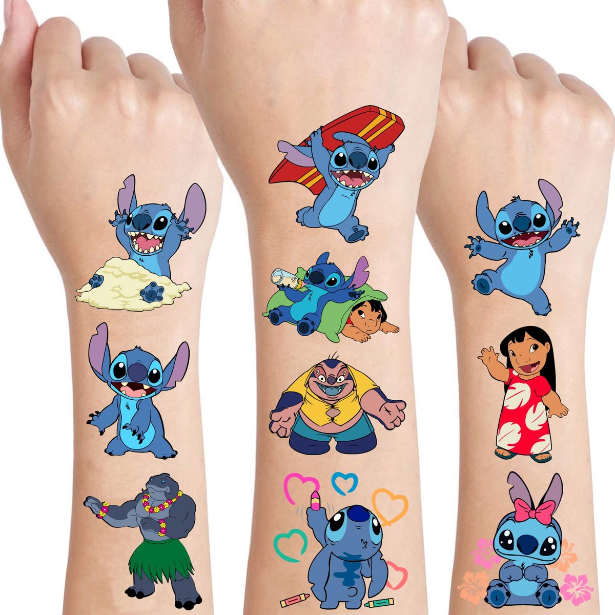 Stitch Party Supplies: 34-Piece Temporary Tattoos for Goody Bags & Treat Bag Stuffers – Removable Tattoo Stickers for Stitch Birthday Decorations - görsel 3