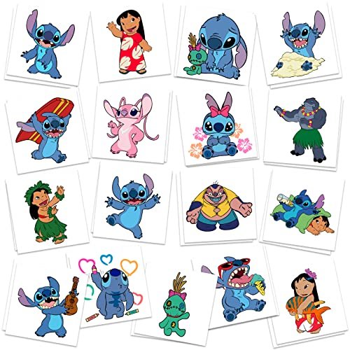 Stitch Party Supplies: 34-Piece Temporary Tattoos for Goody Bags & Treat Bag Stuffers – Removable Tattoo Stickers for Stitch Birthday Decorations - görsel 2