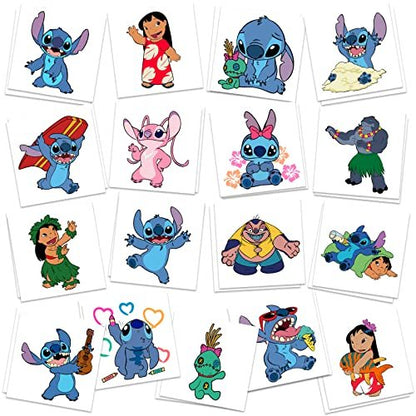 Stitch Party Supplies: 34-Piece Temporary Tattoos for Goody Bags & Treat Bag Stuffers – Removable Tattoo Stickers for Stitch Birthday Decorations