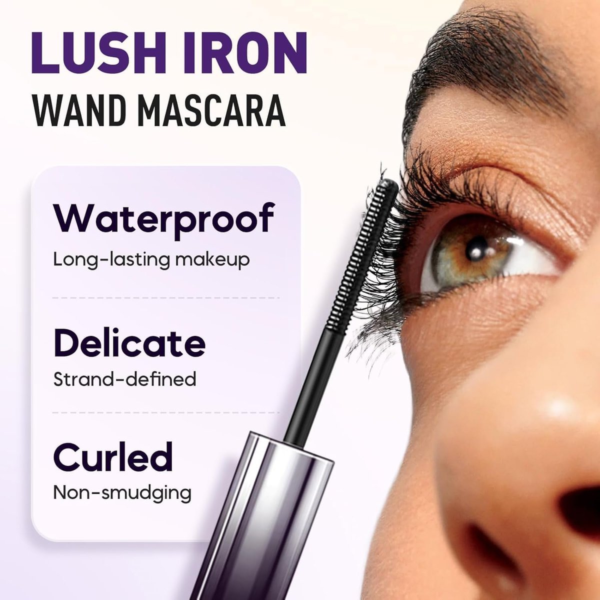 Iron Wands Rod Mascara - 3D Curling Eyelash Iron, Washable Waterproof Brushless Wand Mascara, Long Lasting Lash Extensions, No Flaking, No Clumping (Black) - görsel 3
