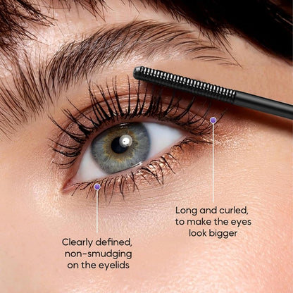 Iron Wands Rod Mascara - 3D Curling Eyelash Iron, Washable Waterproof Brushless Wand Mascara, Long Lasting Lash Extensions, No Flaking, No Clumping (Black)