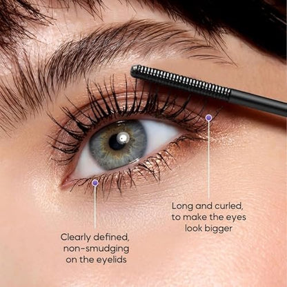 Iron Wands Rod Mascara - 3D Curling Eyelash Iron, Washable Waterproof Brushless Wand Mascara, Long Lasting Lash Extensions, No Flaking, No Clumping (Black)