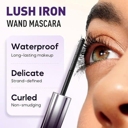 Iron Wands Rod Mascara - 3D Curling Eyelash Iron, Washable Waterproof Brushless Wand Mascara, Long Lasting Lash Extensions, No Flaking, No Clumping (Black)