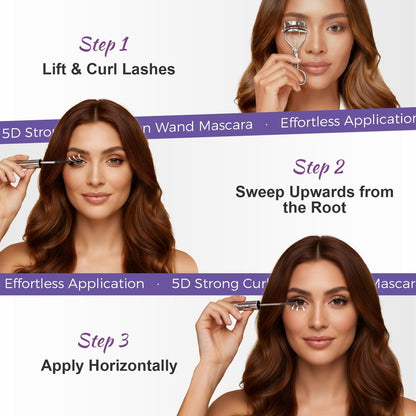 awrose Iron Wand Mascara - 5D Curling Eyelash Iron Mascara with Washable Metal Wands, Waterproof, Smudge Proof, Long-lasting Black Mascara for Volume and Length Avelisse