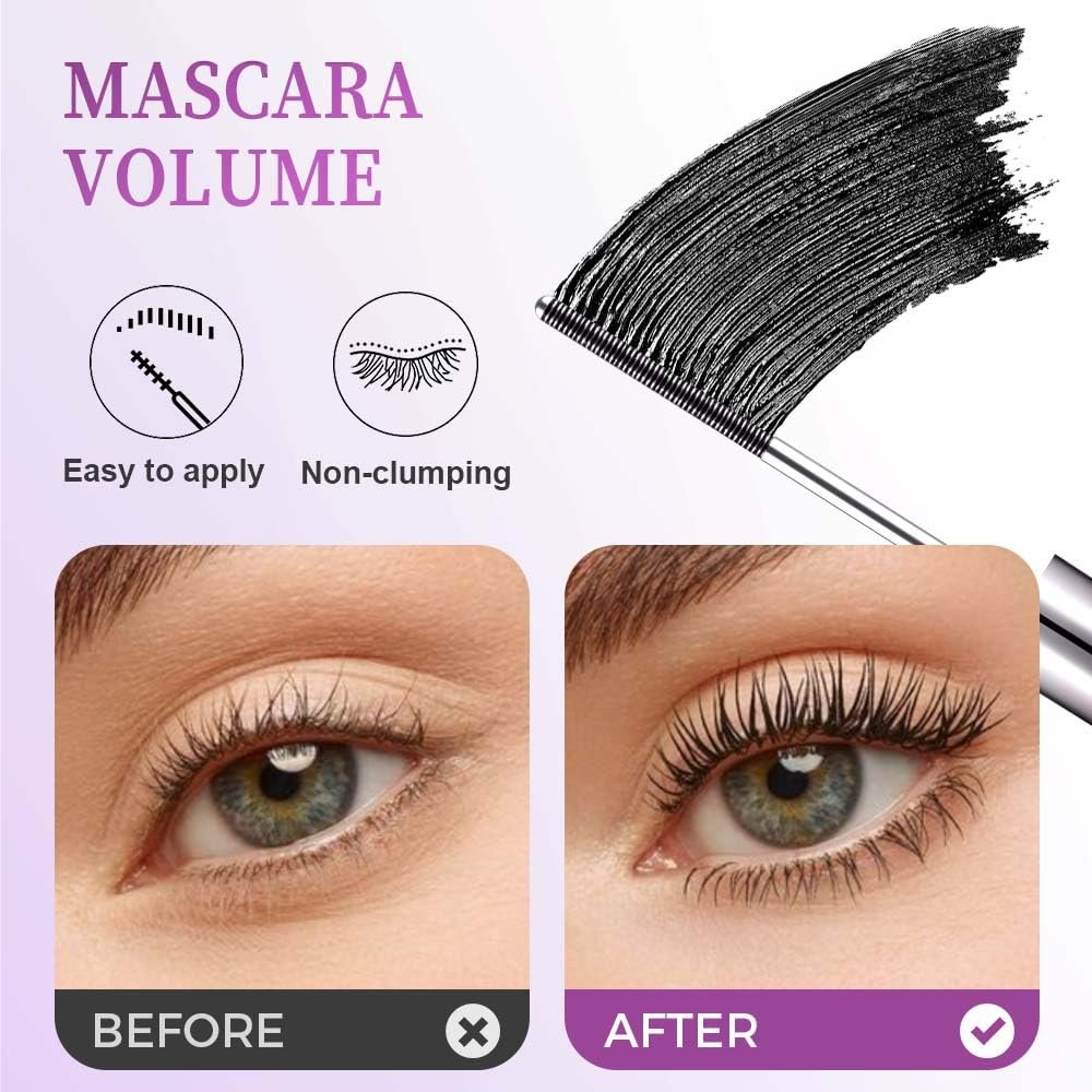 awrose Iron Wand Mascara - 5D Curling Eyelash Iron Mascara with Washable Metal Wands, Waterproof, Smudge Proof, Long-lasting Black Mascara for Volume and Length Avelisse