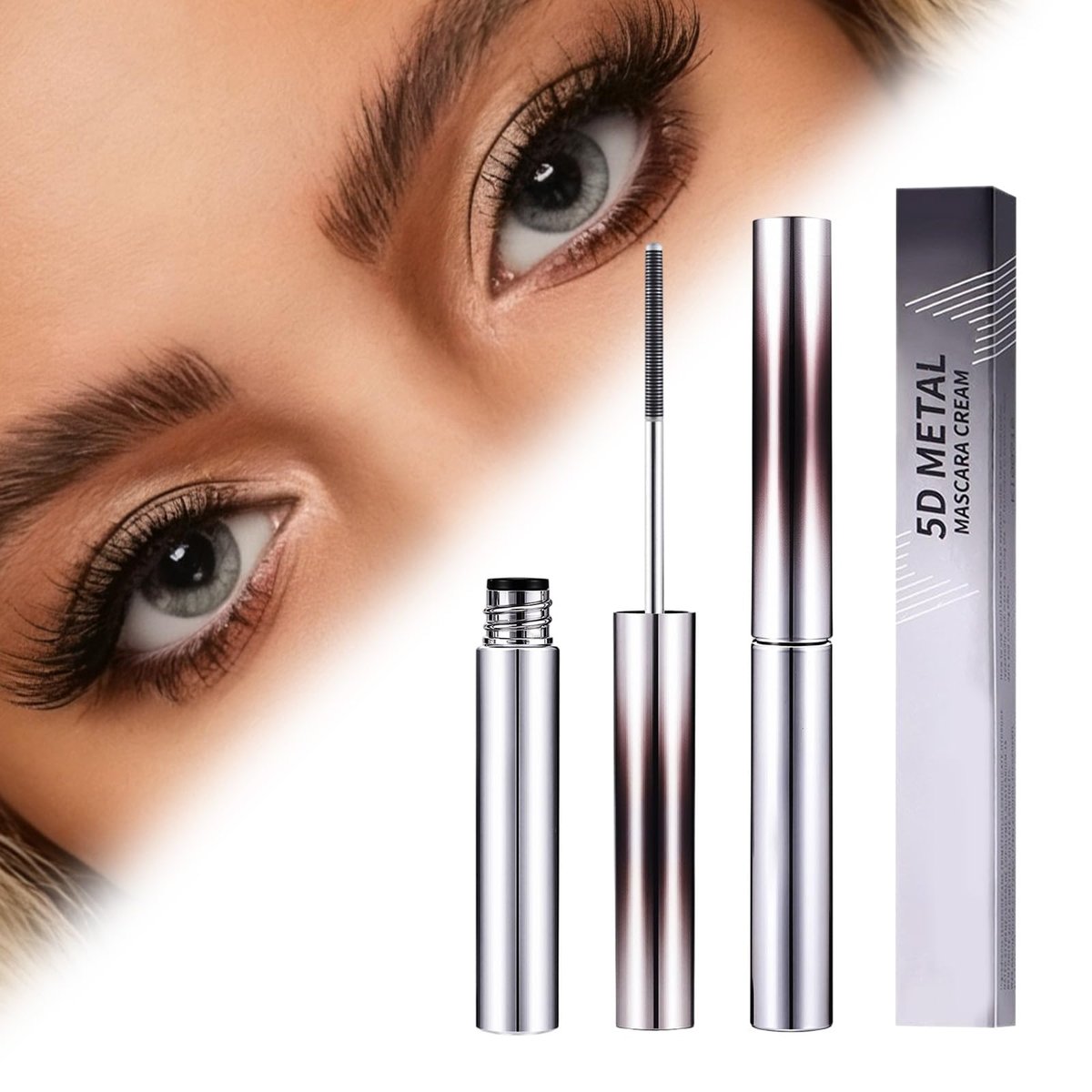 awrose Iron Wand Mascara - 5D Curling Eyelash Iron Mascara with Washable Metal Wands, Waterproof, Smudge Proof, Long-lasting Black Mascara for Volume and Length Avelisse