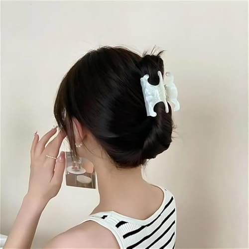 Medium-Sized Acetate Hair Clips for Women – Secure Hold, Perfect Updos – 4 Pack White Avelisse