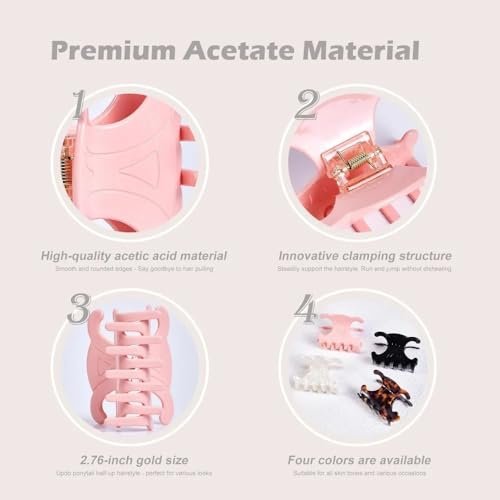 Medium-Sized Acetate Hair Clips for Women – Secure Hold, Perfect Updos – 4 Pack White Avelisse