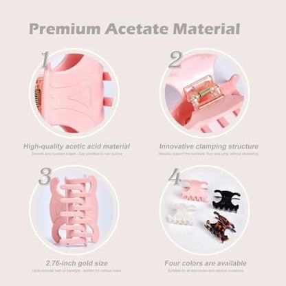 Medium-Sized Acetate Hair Clips for Women – Secure Hold, Perfect Updos – 4 Pack White Avelisse