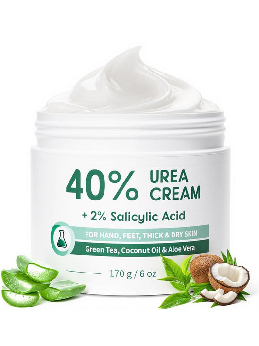 FAMIKYA 40% Urea Cream for Feet Maximum Strength - Foot Cream for Dry Cracked Heels with 2% Salicylic Acid, Moisturizer for Hands, Elbows, Knees, Rough Skin Avelisse