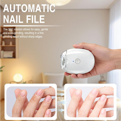 2-Pack Universal Automatic Electric Nail Clipper & Grinder - 360° Silent Nail Trimmer with LED Light & 3 Speeds for Family