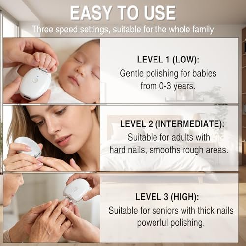 2-Pack Universal Automatic Electric Nail Clipper & Grinder - 360° Silent Nail Trimmer with LED Light & 3 Speeds for Family - görsel 14