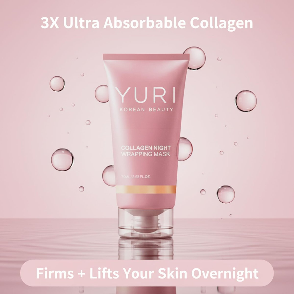 YURI BEAUTY Collagen Night Wrapping Mask – Overnight Glass Skin Peel Off Face Mask for Elasticity & Hydration, All Skin Types (2.53 fl.oz) Avelisse