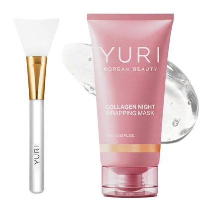 YURI BEAUTY Collagen Night Wrapping Mask – Overnight Glass Skin Peel Off Face Mask for Elasticity & Hydration, All Skin Types (2.53 fl.oz) Avelisse