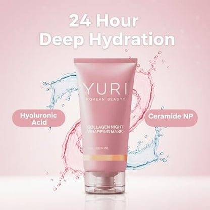 YURI BEAUTY Collagen Night Wrapping Mask – Overnight Glass Skin Peel Off Face Mask for Elasticity & Hydration, All Skin Types (2.53 fl.oz) Avelisse