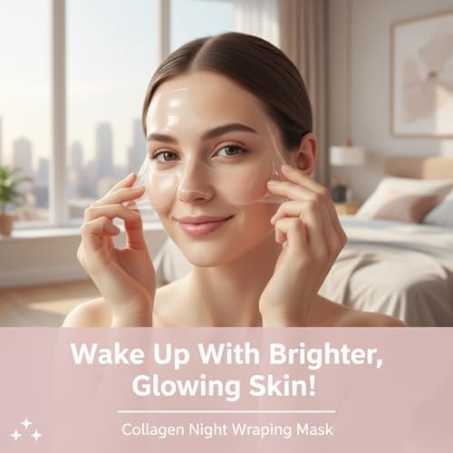 YURI BEAUTY Collagen Night Wrapping Mask – Overnight Glass Skin Peel Off Face Mask for Elasticity & Hydration, All Skin Types (2.53 fl.oz) Avelisse