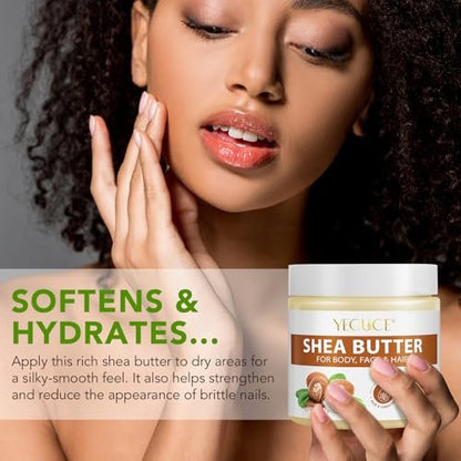 Pure Organic Shea Butter Raw, Unrefined Body & Face Butter - 100% Natural Moisturizer for Dry, Cracked Skin, Stretch Marks & Anti-Aging, 7.76 oz Avelisse