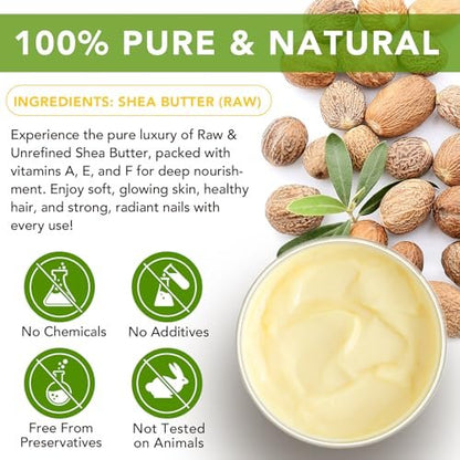 Pure Organic Shea Butter Raw, Unrefined Body & Face Butter - 100% Natural Moisturizer for Dry, Cracked Skin, Stretch Marks & Anti-Aging, 7.76 oz Avelisse