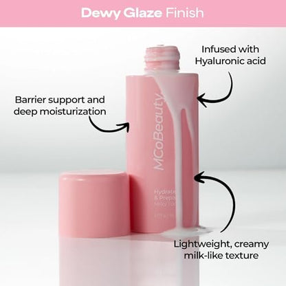 MCoBeauty Hydrate & Prepare Milky Toner - Ceramide & Hyaluronic Acid Toner Essence for Plump Dewy Glazed Skin - Calming Hydrating Face Milk - Makeup Prep for Dry Sensitive Skin - Vegan & Cruelty Free Avelisse