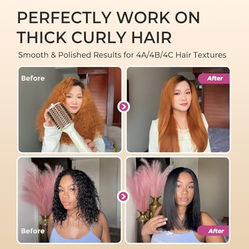 GOMYTH Upgraded 5-in-1 Blow Dryer Brush with Heated Comb - Volumizer Hair Dryer Brush for Wet & Dry Hair, Ideal for Thick Curly Hair, Salon Blowout, Frizz-Free Shiny Hair, Reduced Heat Damage - 70mm Avelisse