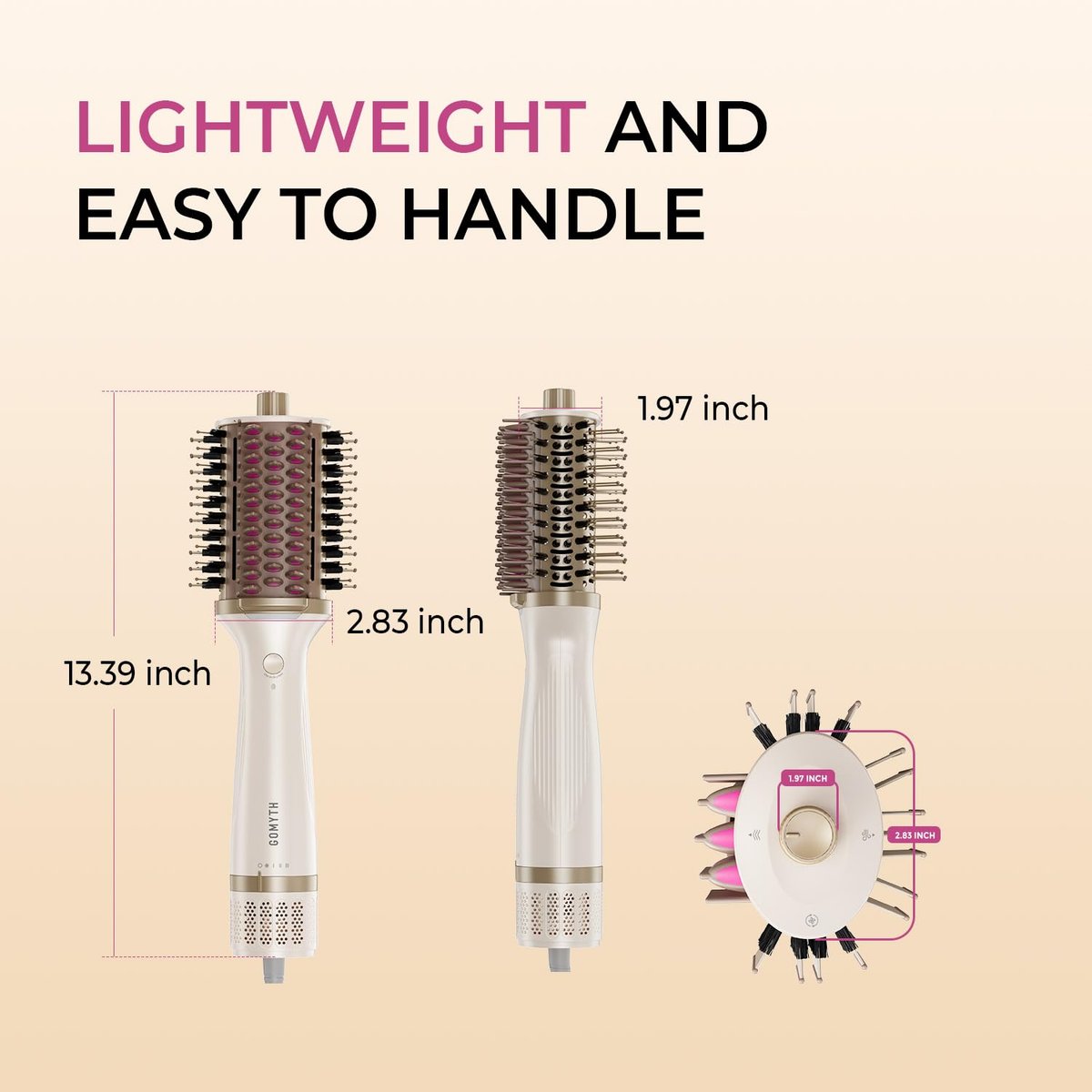 GOMYTH Upgraded 5-in-1 Blow Dryer Brush with Heated Comb - Volumizer Hair Dryer Brush for Wet & Dry Hair, Ideal for Thick Curly Hair, Salon Blowout, Frizz-Free Shiny Hair, Reduced Heat Damage - 70mm Avelisse