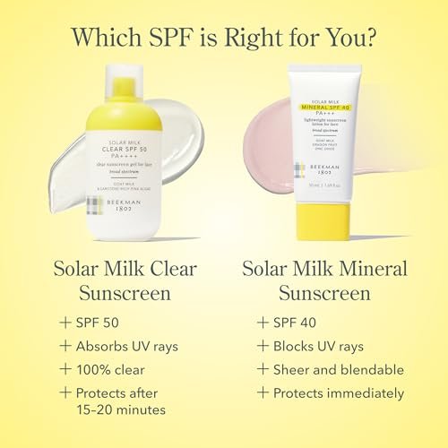 Beekman 1802 Solar Milk Mineral Sunscreen SPF 40 PA+++ - Lightweight Zinc Oxide Face Sunscreen, Broad Spectrum UVA/UVB Protection, Non-Greasy, Fragrance Free, 1.69 fl oz Avelisse