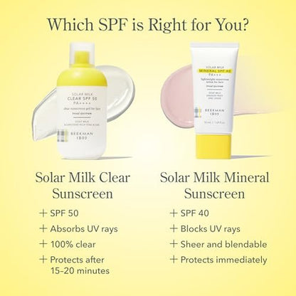 Beekman 1802 Solar Milk Mineral Sunscreen SPF 40 PA+++ - Lightweight Zinc Oxide Face Sunscreen, Broad Spectrum UVA/UVB Protection, Non-Greasy, Fragrance Free, 1.69 fl oz Avelisse
