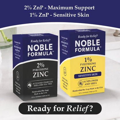 Noble Formula 2% Pyrithione Zinc Activated Charcoal Soap with Shea Butter and Tea Tree Oil - Deep Cleansing Bar for Oily or Flaky Skin, Face Body and Scalp, No Palm Oil, Handmade in USA, 3.25 oz Avelisse