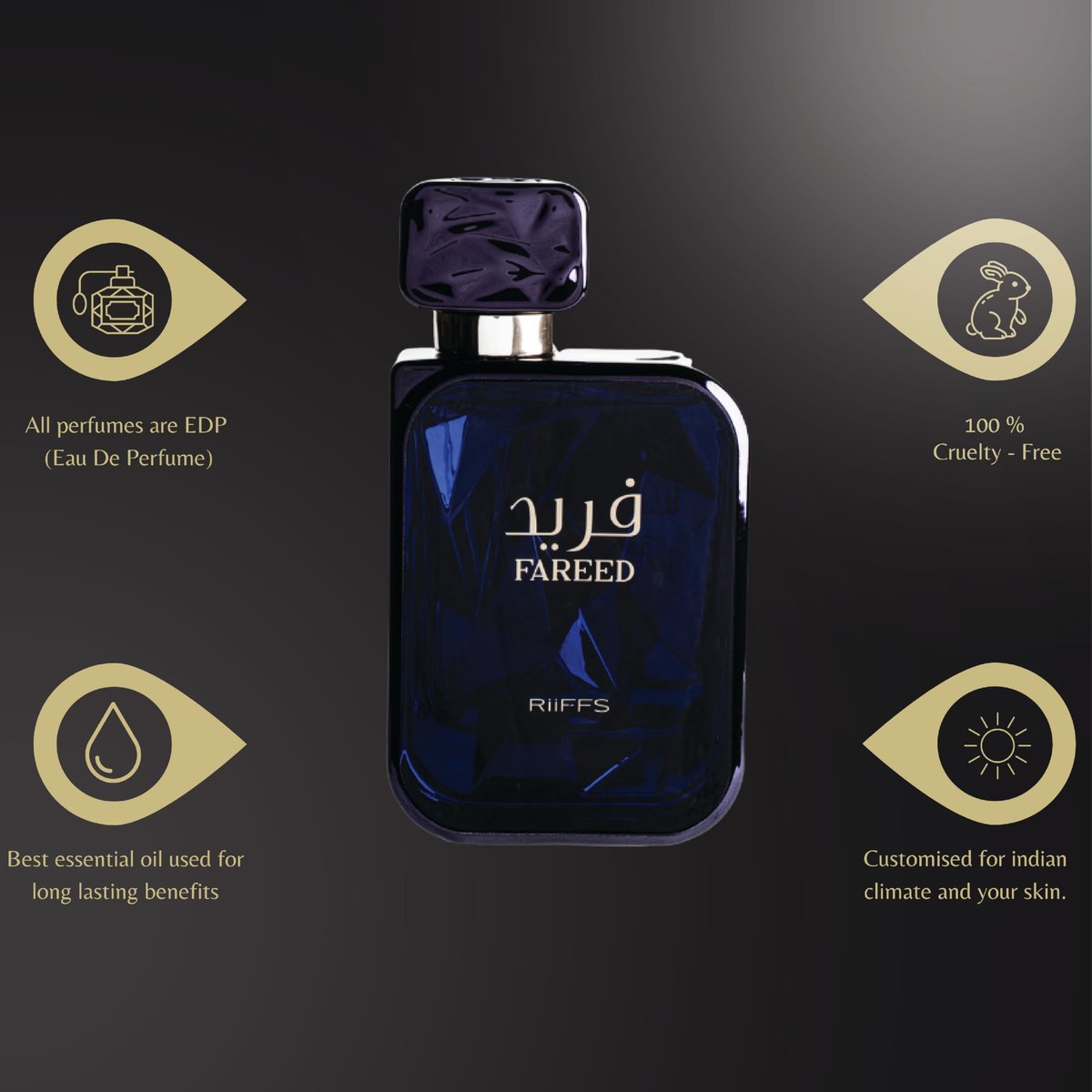 RiiFFS PARFUMS Fareed Eau de Parfum for Men – Long Lasting Fresh Spicy Fragrance with Cucumber, Cardamom & Amber (100ml) Avelisse