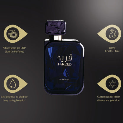 RiiFFS PARFUMS Fareed Eau de Parfum for Men – Long Lasting Fresh Spicy Fragrance with Cucumber, Cardamom & Amber (100ml) Avelisse