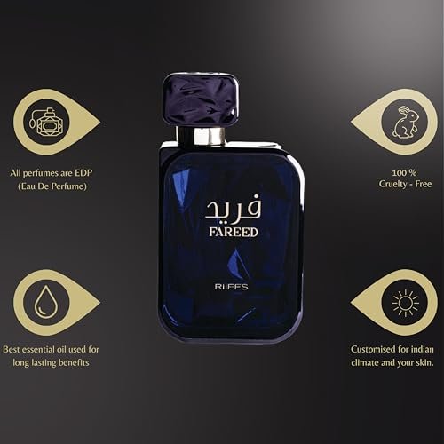 RiiFFS PARFUMS Fareed Eau de Parfum for Men – Long Lasting Fresh Spicy Fragrance with Cucumber, Cardamom & Amber (100ml) Avelisse