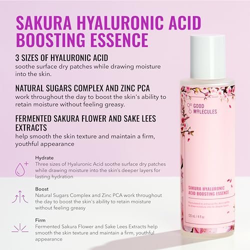 Good Molecules Hyaluronic Acid Serum and Sakura Essence Duo – Hydrating Skincare Set (30ml Serum + 100ml Essence) for All Skin Types Avelisse