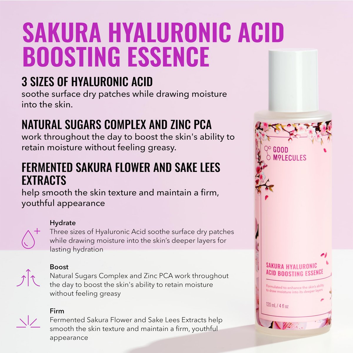 Good Molecules Hyaluronic Acid Serum and Sakura Essence Duo – Hydrating Skincare Set (30ml Serum + 100ml Essence) for All Skin Types Avelisse