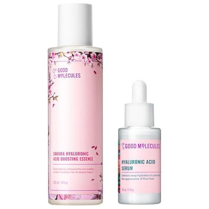 Good Molecules Hyaluronic Acid Serum and Sakura Essence Duo – Hydrating Skincare Set (30ml Serum + 100ml Essence) for All Skin Types Avelisse