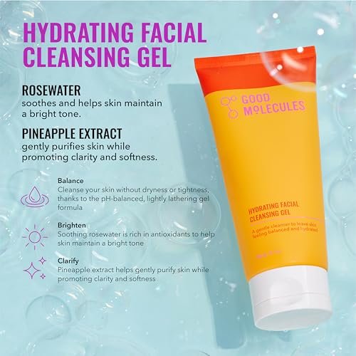 Good Molecules Cleanse, Tone & Moisturize Skincare Set – Hydrating Facial Cleansing Gel (200ml), Niacinamide Brightening Toner (120ml) & Lightweight Daily Moisturizer (100ml) Avelisse