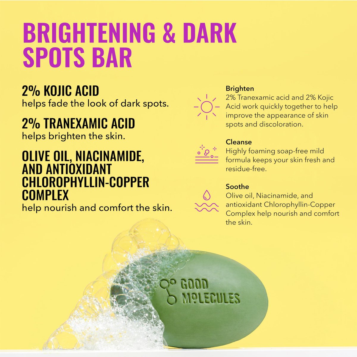 Good Molecules Brightening Skincare Duo – Dark Spot Correcting Bar & Discoloration Serum for Face and Body - görsel 5