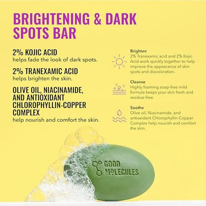 Good Molecules Brightening Skincare Duo – Dark Spot Correcting Bar & Discoloration Serum for Face and Body