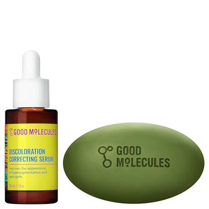 Good Molecules Brightening Skincare Duo – Dark Spot Correcting Bar & Discoloration Serum for Face and Body