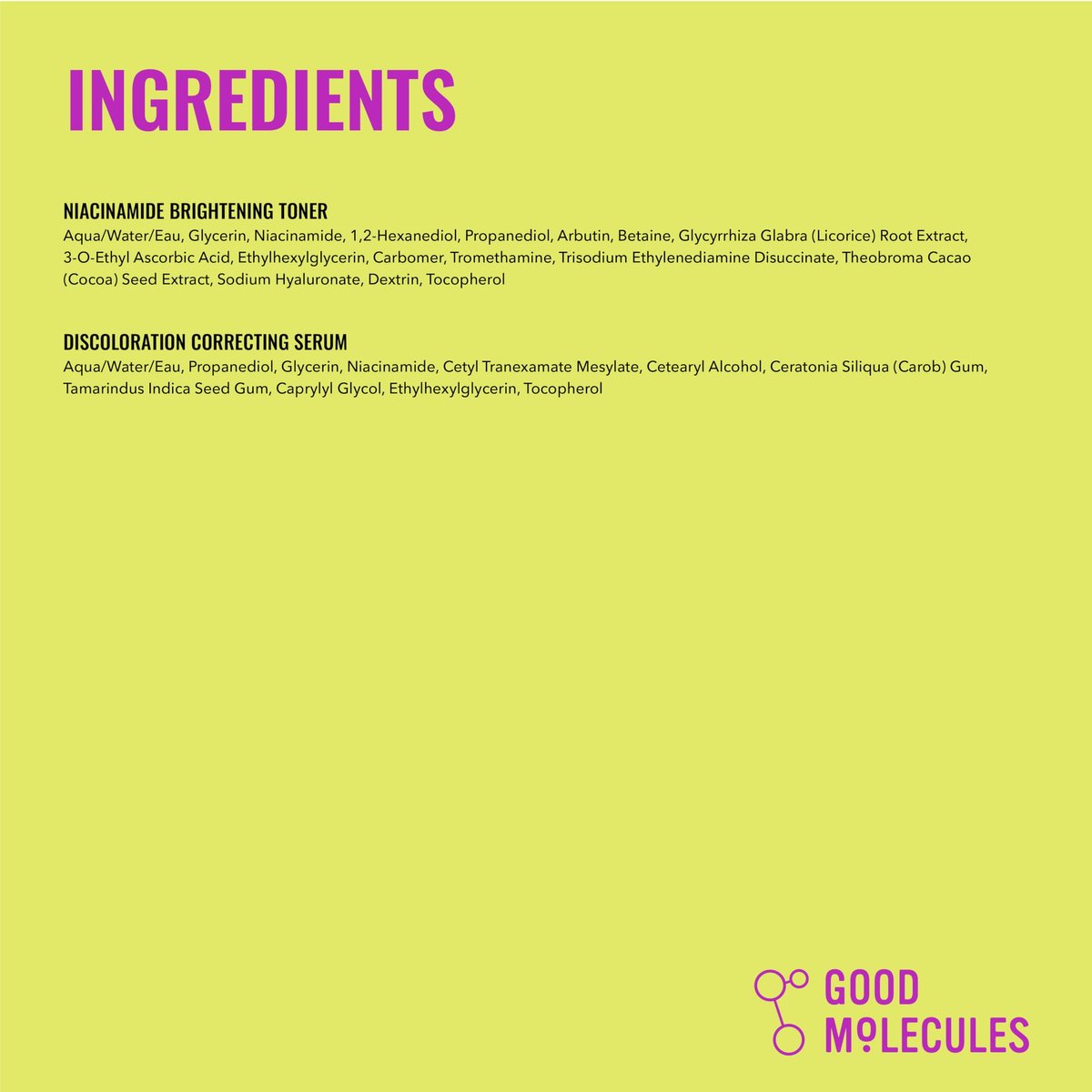 Good Molecules Blemish Scar & Discoloration Set: Niacinamide Brightening Toner 120ml + Discoloration Correcting Serum 30ml Avelisse
