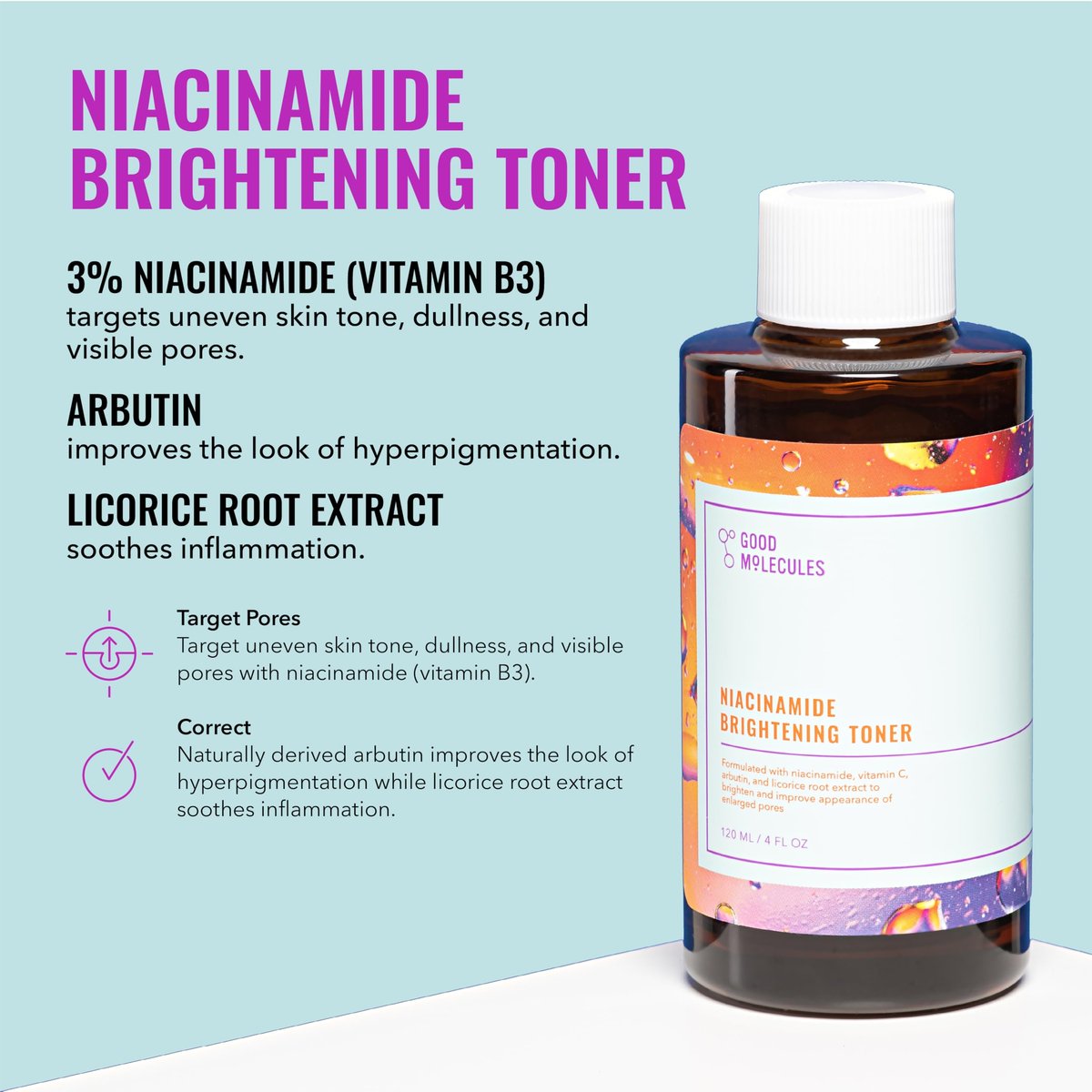 Good Molecules Blemish Scar & Discoloration Set: Niacinamide Brightening Toner 120ml + Discoloration Correcting Serum 30ml Avelisse