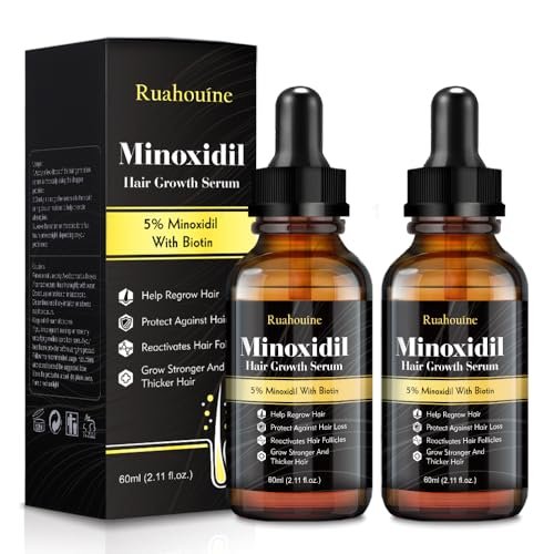 2-Pack 5% Minoxidil Hair Growth Serum - Hair Regrowth Treatment for Men and Women, Strengthens and Thickens Hair, Beard and Facial Hair Enhancer (2.1 Fl Oz Each) Avelisse