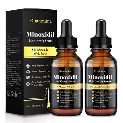 2-Pack 5% Minoxidil Hair Growth Serum - Hair Regrowth Treatment for Men and Women, Strengthens and Thickens Hair, Beard and Facial Hair Enhancer (2.1 Fl Oz Each) Avelisse
