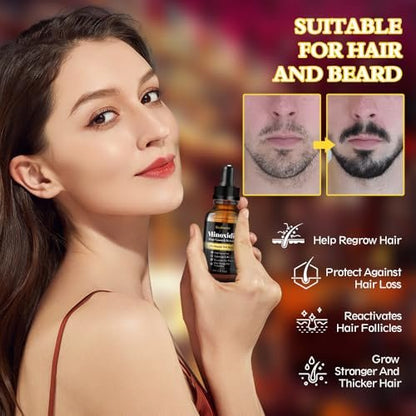2-Pack 5% Minoxidil Hair Growth Serum - Hair Regrowth Treatment for Men and Women, Strengthens and Thickens Hair, Beard and Facial Hair Enhancer (2.1 Fl Oz Each) Avelisse