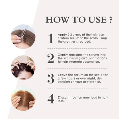 Ruahouine Hair Growth Treatment – 5% Minoxidil & Biotin Serum for Thicker, Longer Hair – Prevents Hair Loss & Thinning for Men and Women – 2.11 fl oz