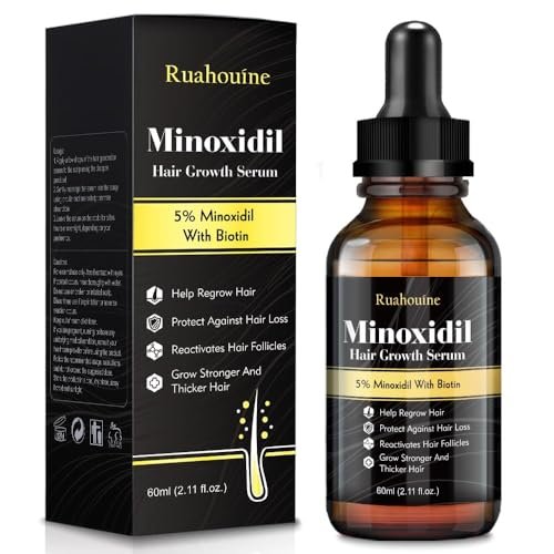 Ruahouine Hair Growth Treatment – 5% Minoxidil & Biotin Serum for Thicker, Longer Hair – Prevents Hair Loss & Thinning for Men and Women – 2.11 fl oz - görsel 2