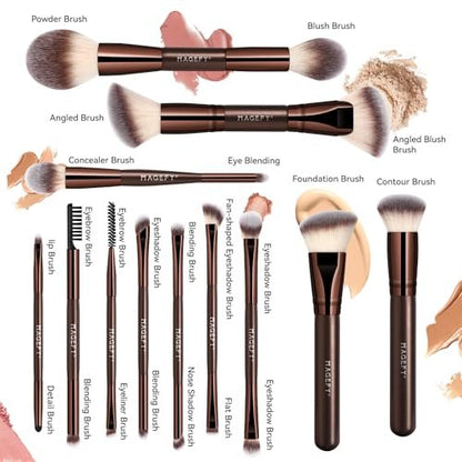 MAGEFY 22-in-12 Double-Ended Makeup Brush Set – Professional Cosmetic Brushes for Powder, Concealer, Eyeshadow, Blush – Gift Box Included Avelisse