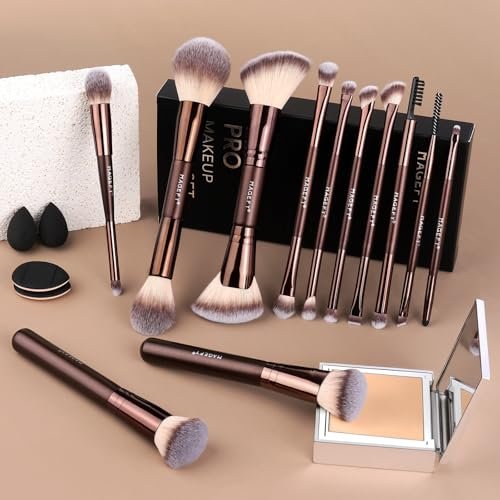 MAGEFY 22-in-12 Double-Ended Makeup Brush Set – Professional Cosmetic Brushes for Powder, Concealer, Eyeshadow, Blush – Gift Box Included Avelisse