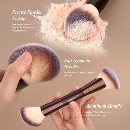 MAGEFY 22-in-12 Double-Ended Makeup Brush Set – Professional Cosmetic Brushes for Powder, Concealer, Eyeshadow, Blush – Gift Box Included Avelisse