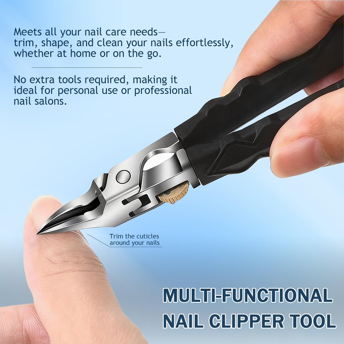 Black Anti-Slip Grip Gear Lock Nail Clipper - Precision Stainless Steel for Thick & Ingrown Nails Avelisse