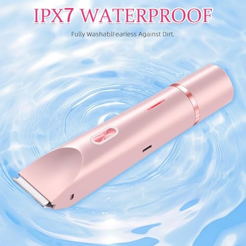 Bikini Trimmer for Women - 2 in 1 Electric Razor, Dermave Bikini Shaver, IPX7 Waterproof, Ceramic Blade, 120 Min Runtime, Ultra Low Noise (Pink) Avelisse